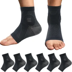 3Pairs Neuropathy Socks - Soothe Relief Compression Socks 20-30 mmHg - Comprex Ankle Sleeves for Arch Support, Achilles Tendonitis, and Foot Pain Relief (Large, Black)