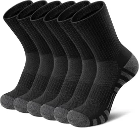 Airacker Athletic Socks Sport Running Calf Socks Performance Cushioned Breathable Crew Socks for Men Women(6 Pairs)