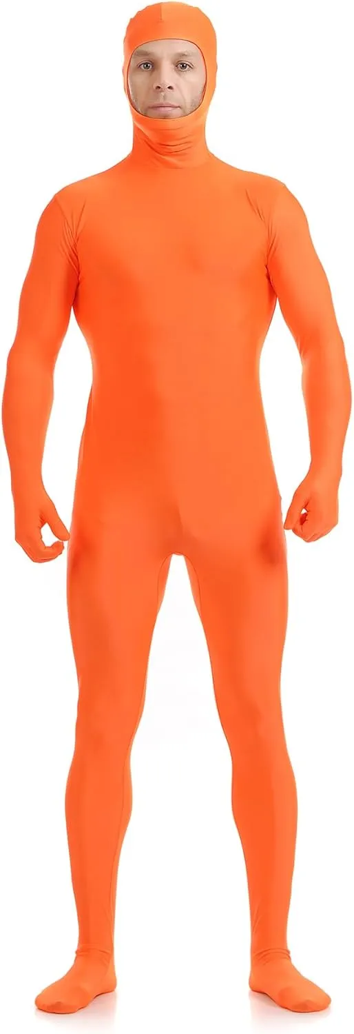 ATHX Men's and Women's Spandex Open Face Bodysuit Costume Adult Stretchy Halloween Cosplay Body Suit Zentai Suit Outfits
