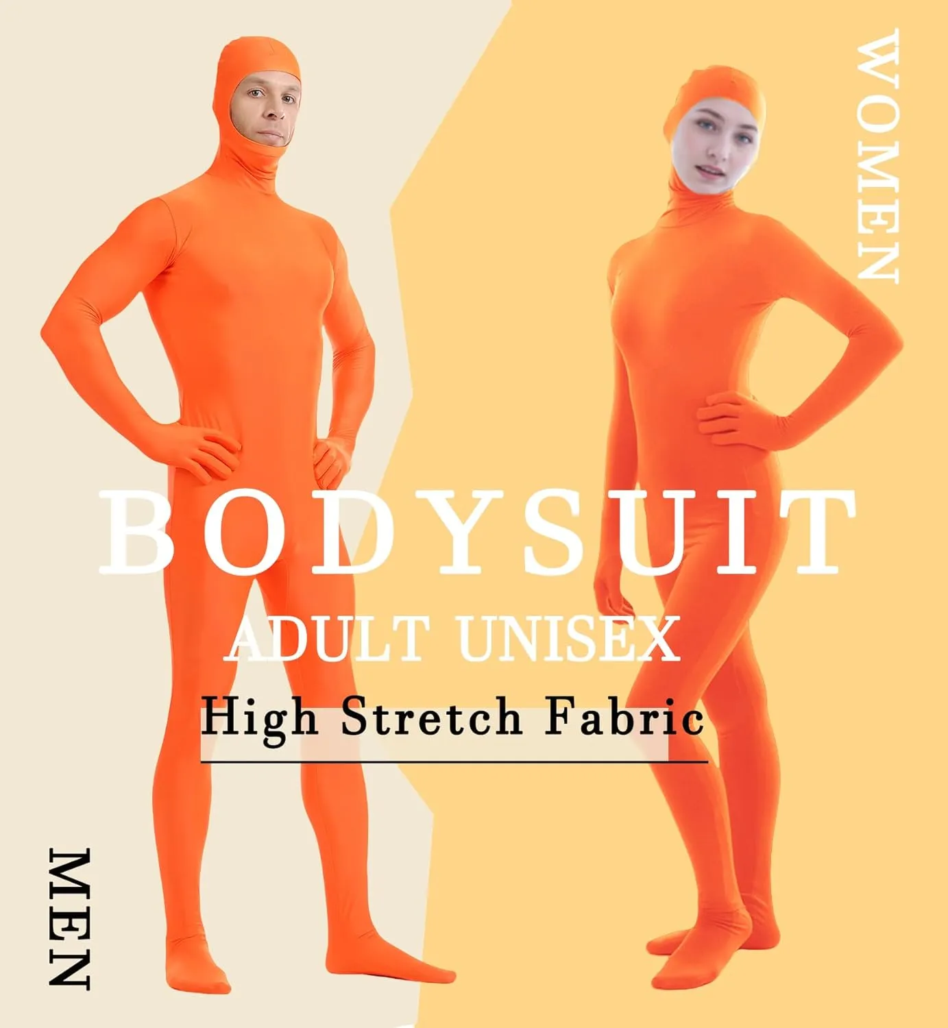 ATHX Men's and Women's Spandex Open Face Bodysuit Costume Adult Stretchy Halloween Cosplay Body Suit Zentai Suit Outfits