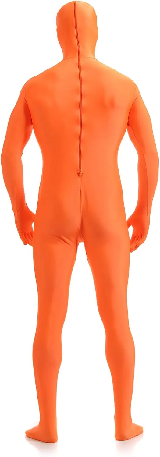 ATHX Men's and Women's Spandex Open Face Bodysuit Costume Adult Stretchy Halloween Cosplay Body Suit Zentai Suit Outfits