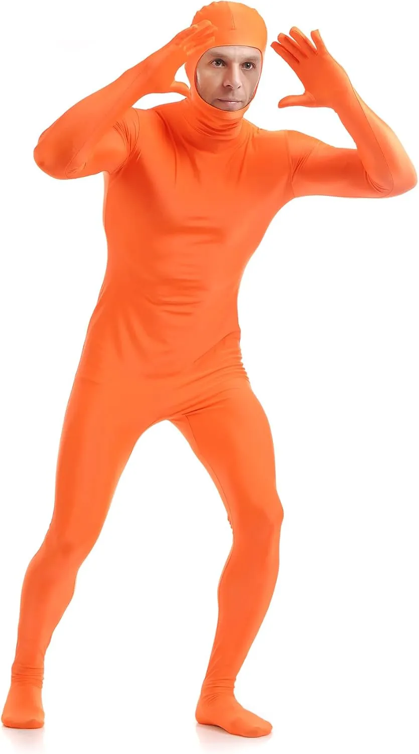 ATHX Men's and Women's Spandex Open Face Bodysuit Costume Adult Stretchy Halloween Cosplay Body Suit Zentai Suit Outfits