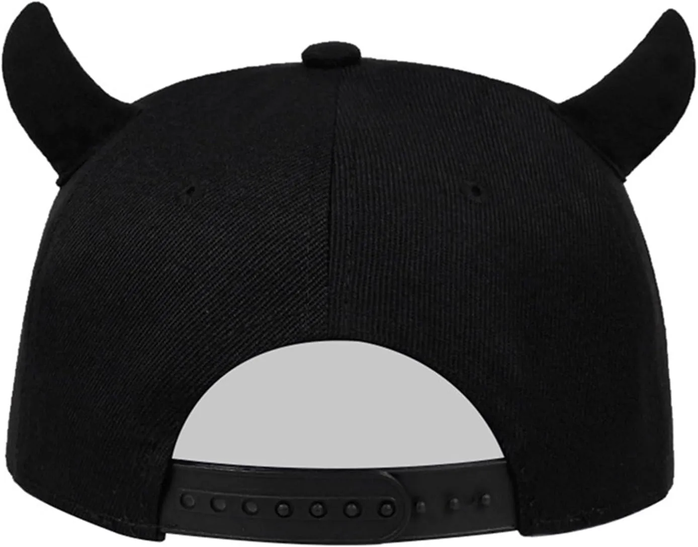 Baseball Cap Unisex Cartoon Flat Brim Hip-Hop Hat 3D Horns Hat Adjustable Black Rock Band Hats