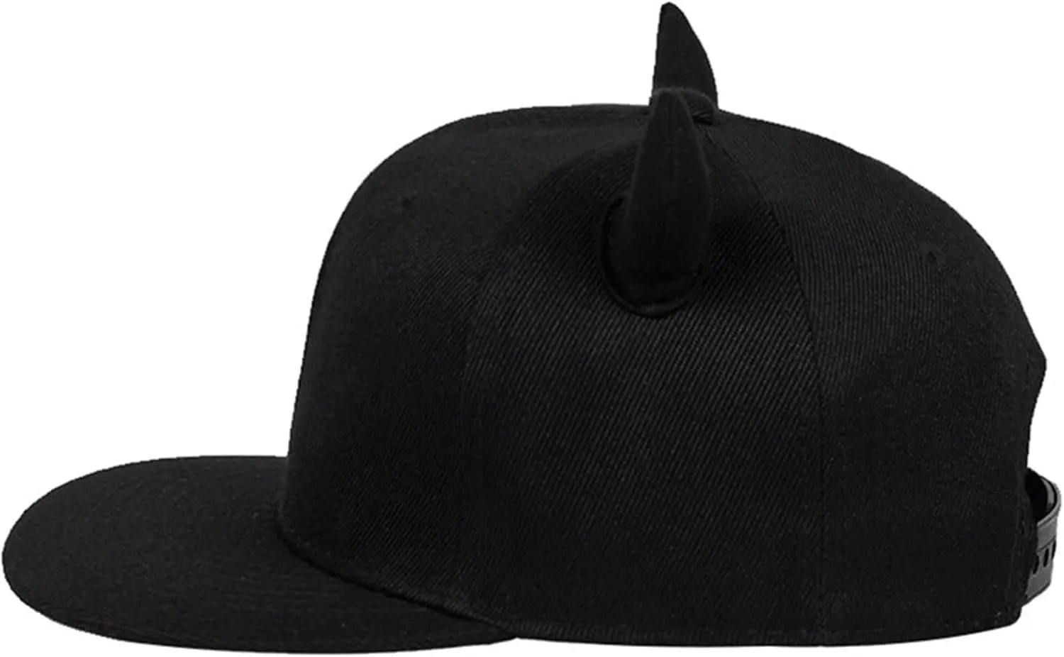 Baseball Cap Unisex Cartoon Flat Brim Hip-Hop Hat 3D Horns Hat Adjustable Black Rock Band Hats