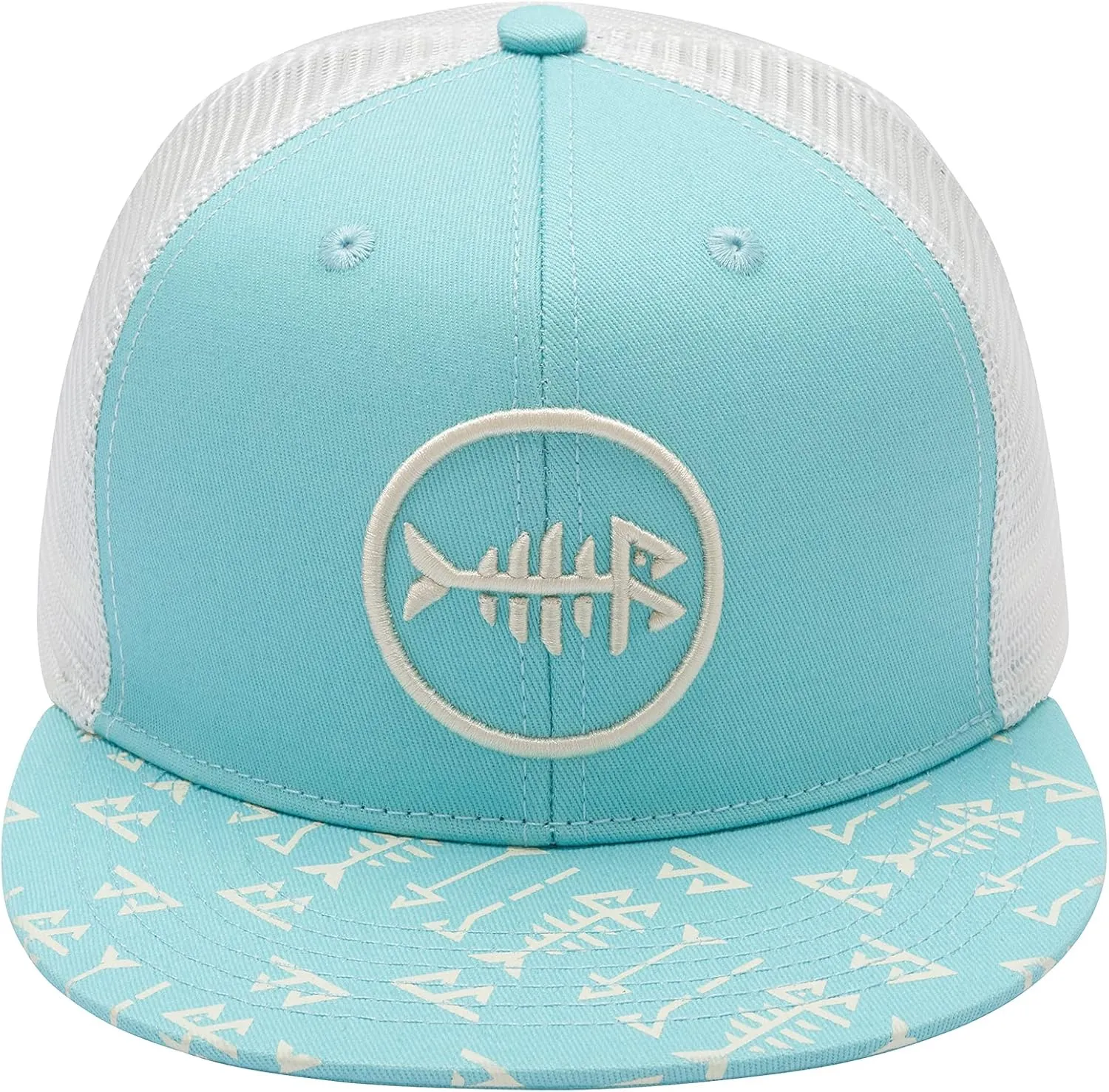 BASSDASH Flat Brim Trucker Cap Adjustable Snapback Hat Mesh Back for Men Women