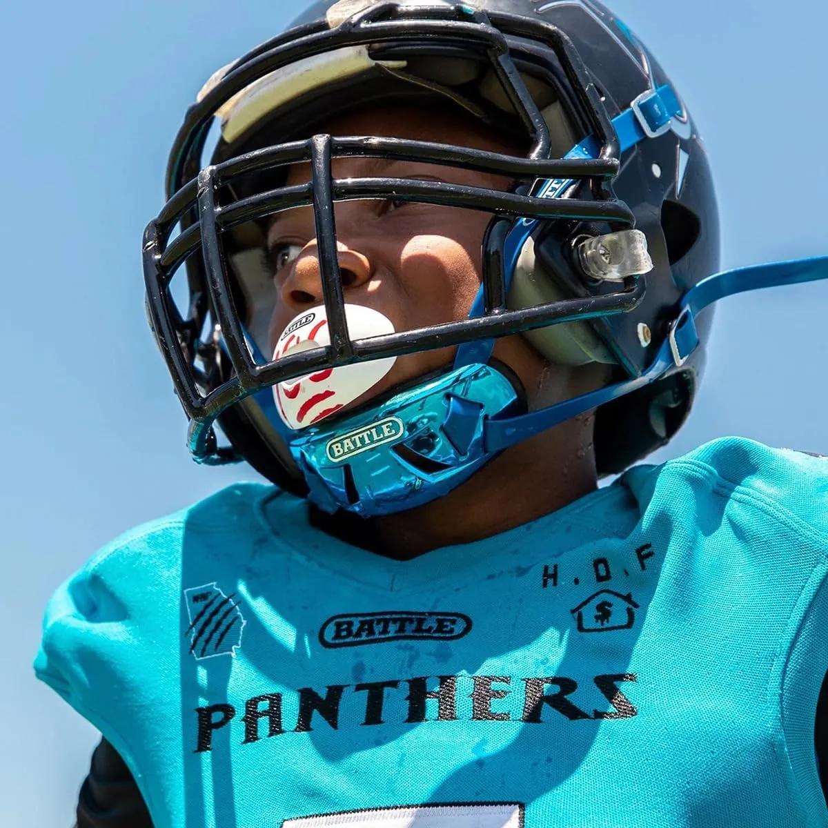 Battle Sports Shell Football Chin Strap - Durable Shell Provides Maximum Protection, Football Helmet Chin Strap with Reinforced Adjustable Strap