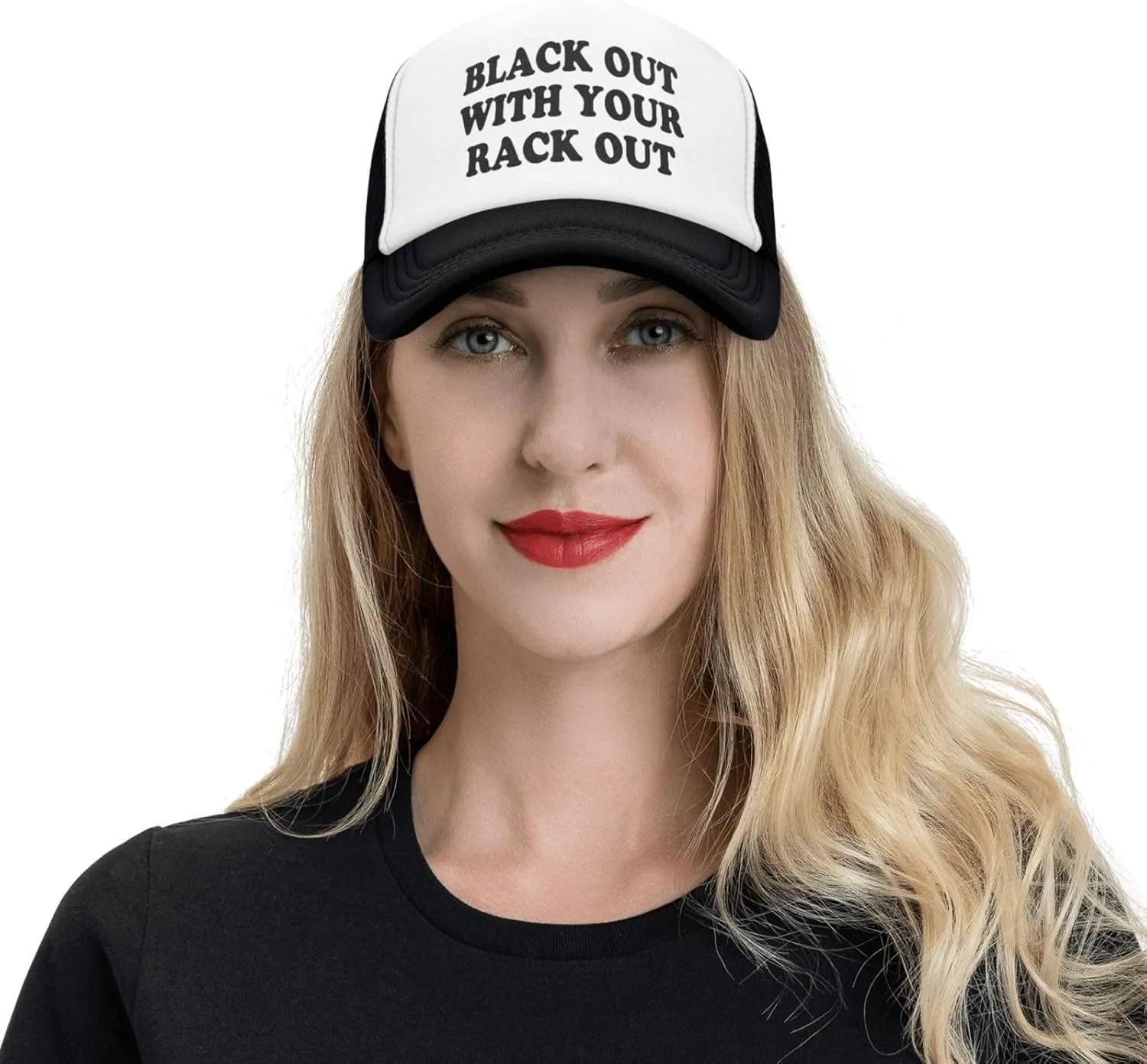 Black Out with Your Rack Out Funny Hat Unisex Adult Trucker Caps Fishing Adjustable Cap Classic Sport Hats Black