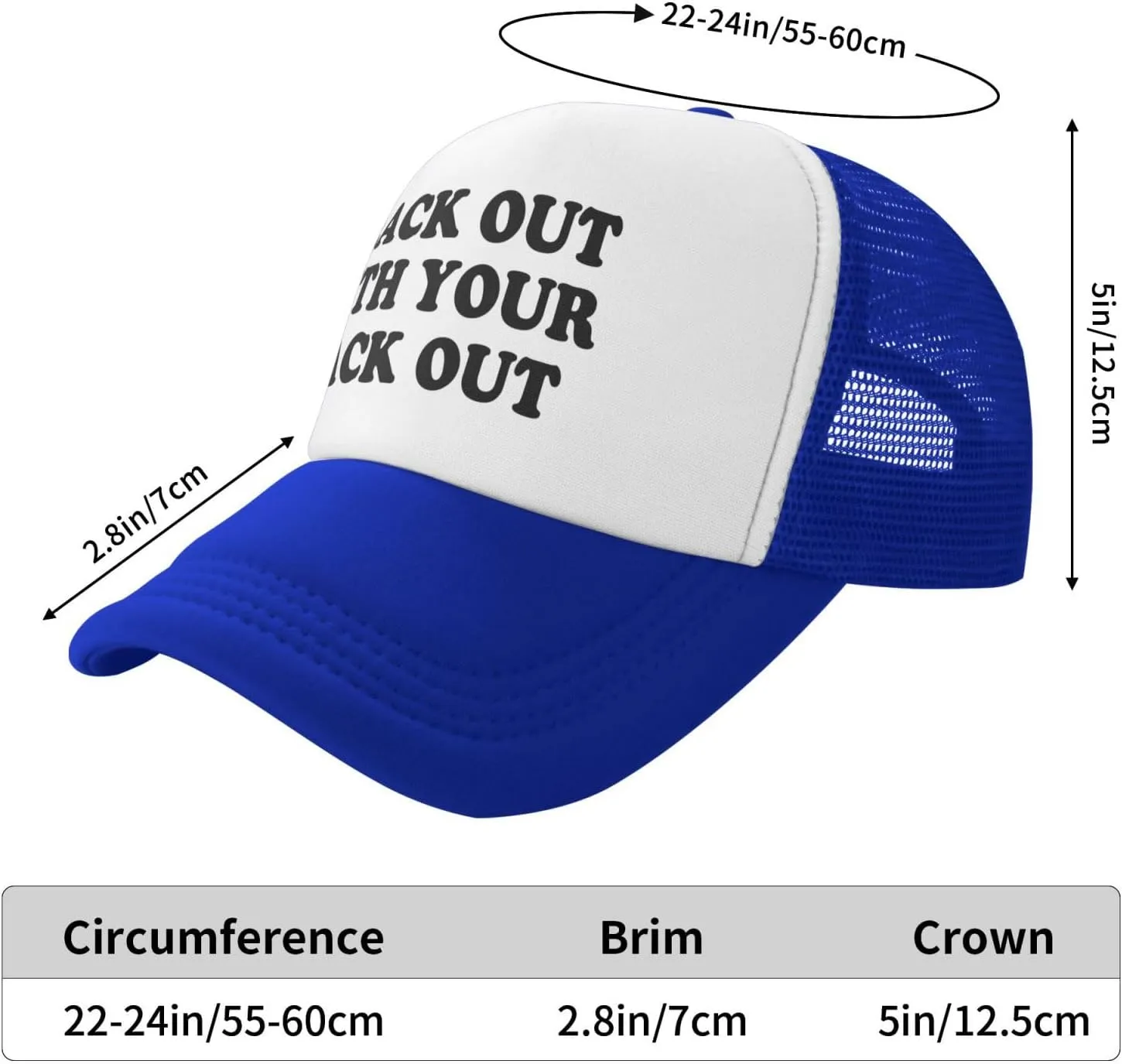 Black Out with Your Rack Out Funny Hat Unisex Adult Trucker Caps Fishing Adjustable Cap Classic Sport Hats Black