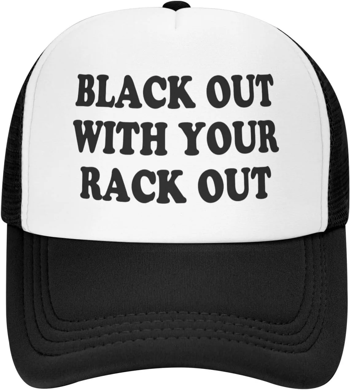 Black Out with Your Rack Out Funny Hat Unisex Adult Trucker Caps Fishing Adjustable Cap Classic Sport Hats Black