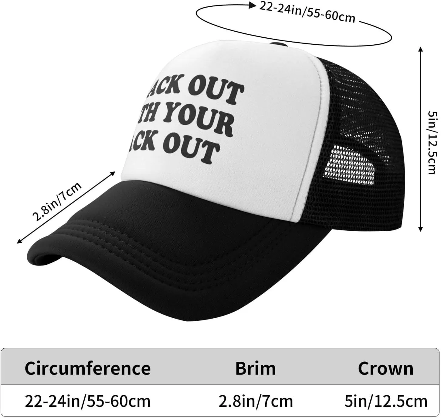 Black Out with Your Rack Out Funny Hat Unisex Adult Trucker Caps Fishing Adjustable Cap Classic Sport Hats Black