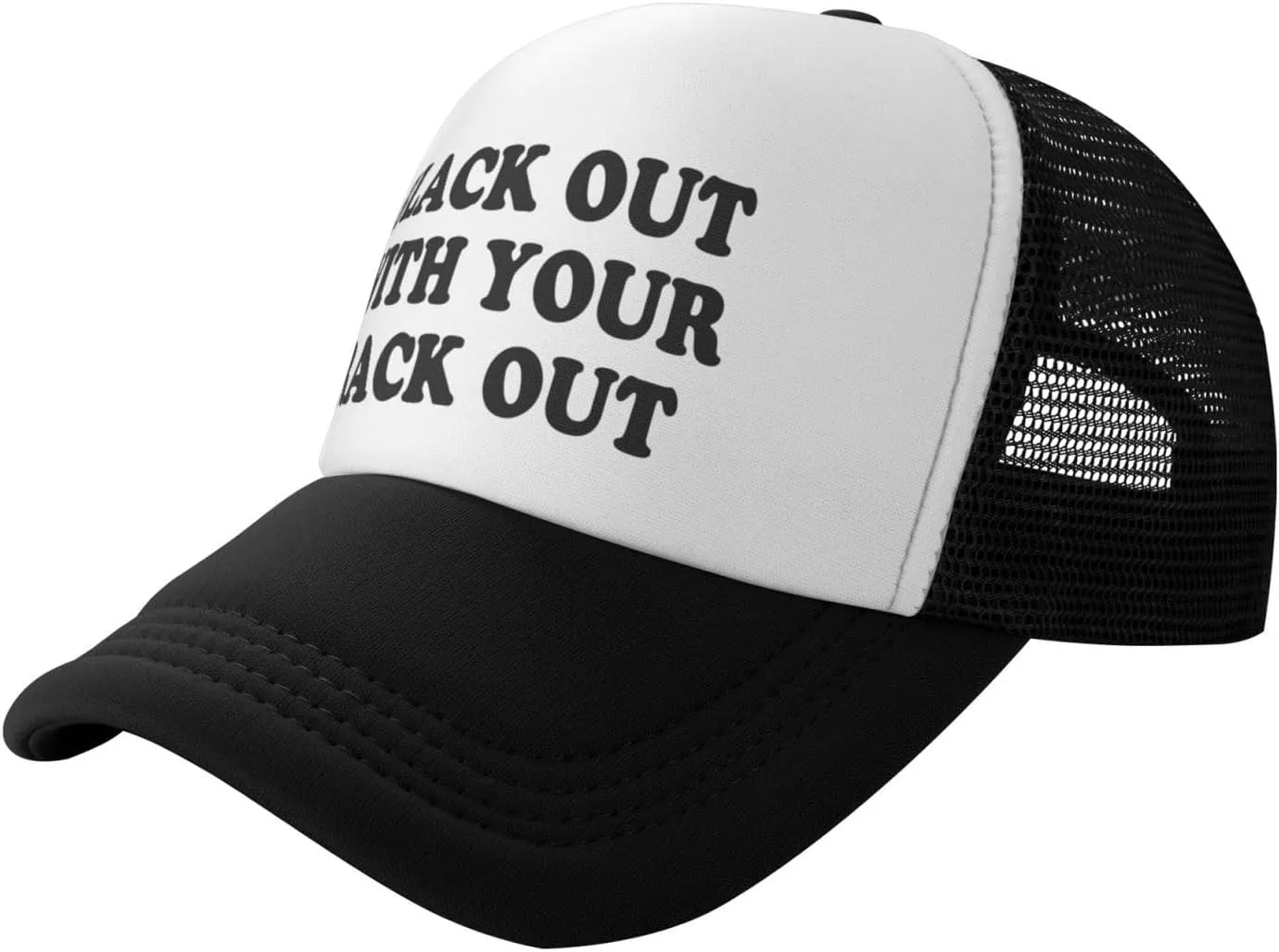 Black Out with Your Rack Out Funny Hat Unisex Adult Trucker Caps Fishing Adjustable Cap Classic Sport Hats Black