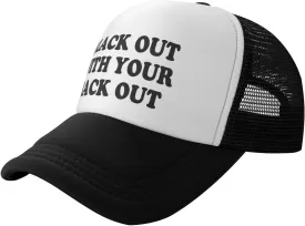 Black Out with Your Rack Out Funny Hat Unisex Adult Trucker Caps Fishing Adjustable Cap Classic Sport Hats Black