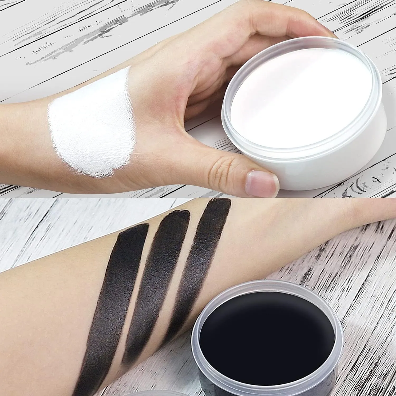 BOBISUKA Blank in the Dark Black   White Oil Face Body Paint Set, Large Capacity Professional Paint Palette Kit with Brushes for Art Theater Halloween Party Cosplay Clown Sfx Makeup for Adults