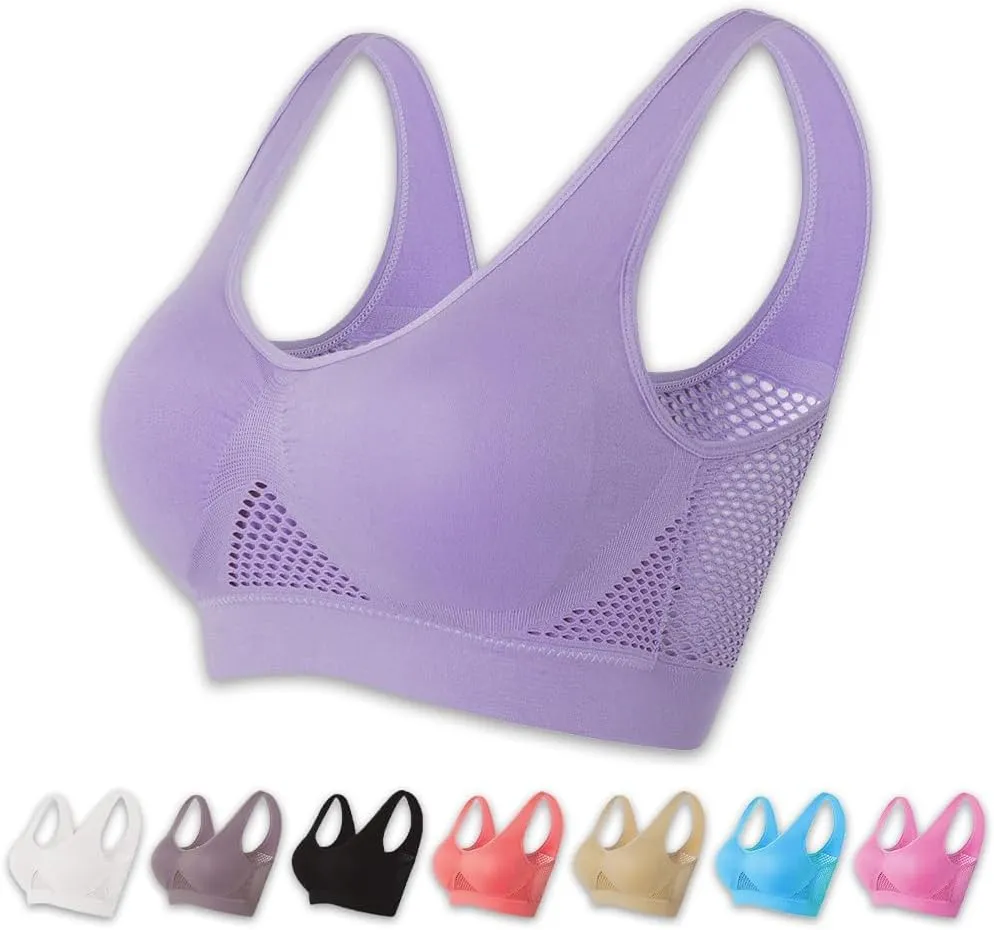Breathable Cool Liftup Air Bra, 2024 New Sports Bra Large Size Air Bra, Comfortable Mesh Sports Bra for Women