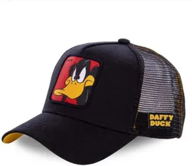 Cartoon Baseball Cap - Mesh Trucker Cap for Men, Women & Kids - Outdoor Sports Hat - Black
