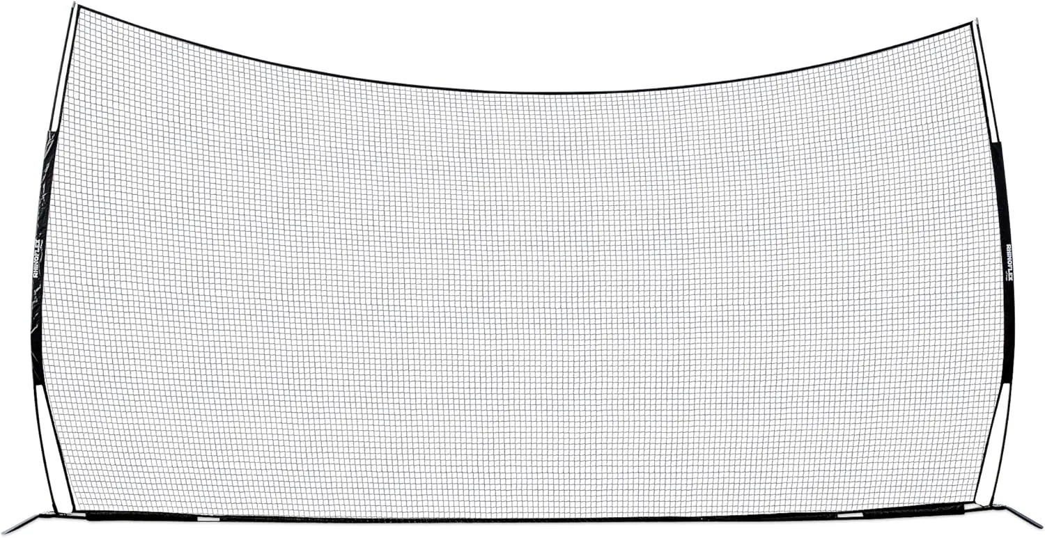 Champion Sports Baseball and Lacrosse Backstop Net: Rhino Flex Goal Backstop Barrier Net - Portable Ball Stop and Barrier Netting with Carry Bag - Multiple Styles