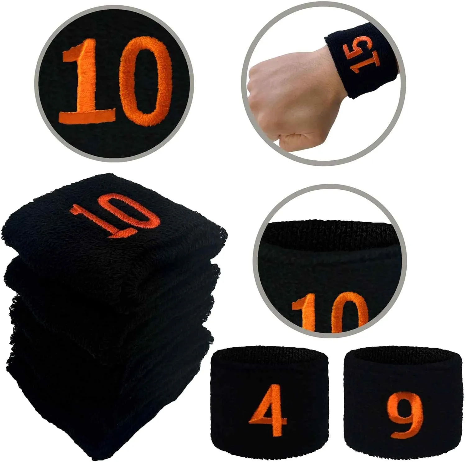 Couver Unisex Black Like Giants Sports/Athletic with Number Embroidery Sweat Wristband, One Size, 1 Piece