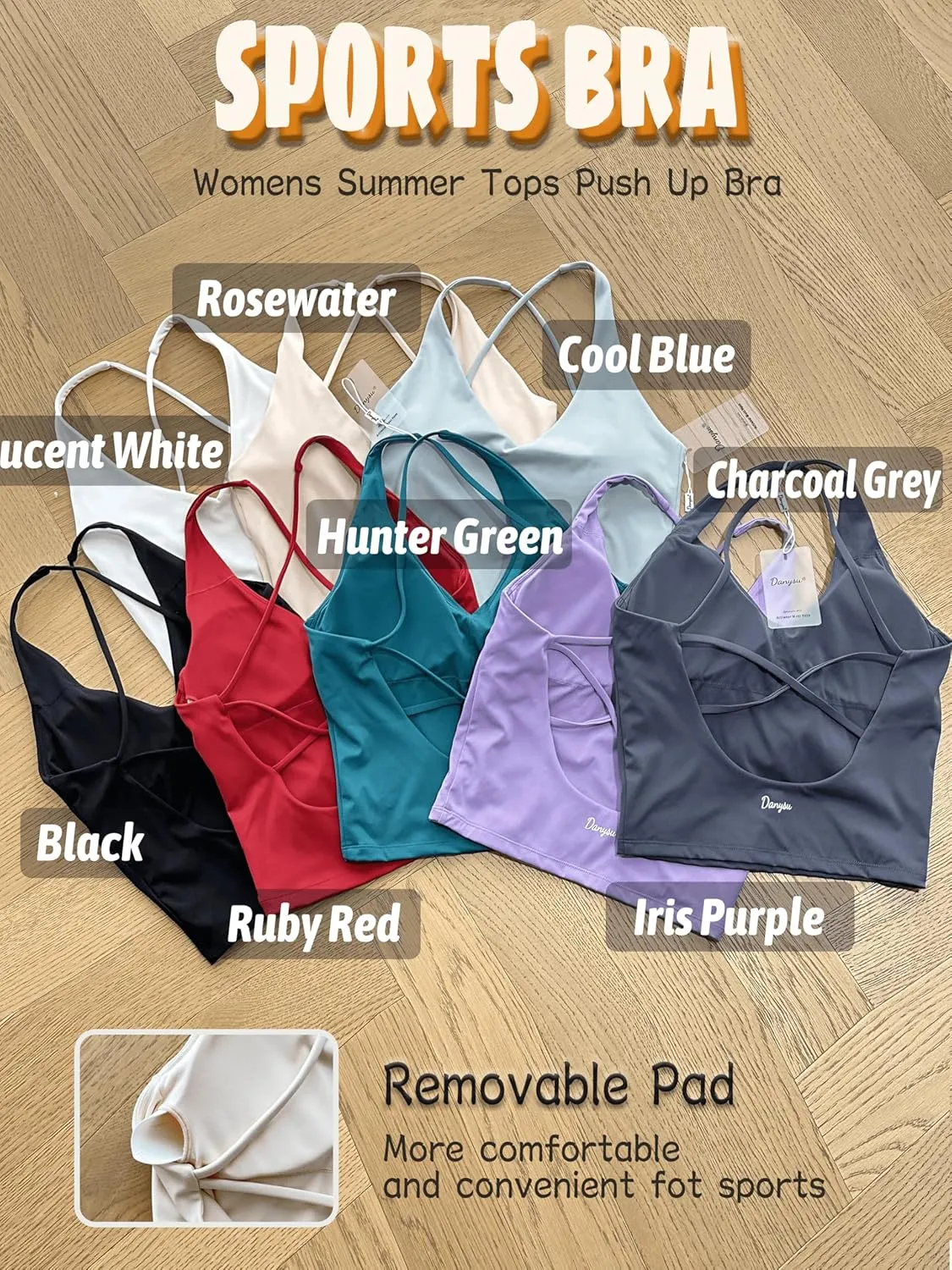 Danysu Sculpt Workout Tank Tops Women Backless Longline Sports Bras Strappy Padded Yoga Top