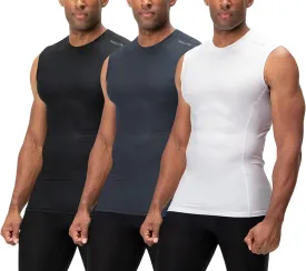 DEVOPS 3 Pack Men's Athletic Compression Shirts Sleeveless