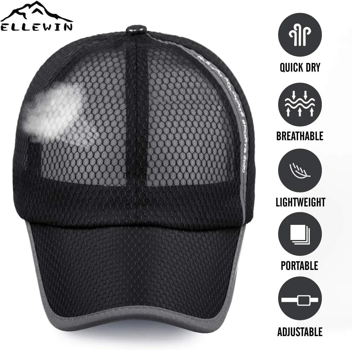 ELLEWIN Unisex Breathable Full Mesh Baseball Cap Quick Dry Running hat Lightweight Cooling Water Sports Hat