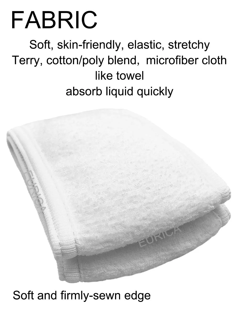 EUICAE Spa Headband Sweat Towel Wrap Non-Slip Stretchable Washable for Face Wash, Facial Treatment, Sports (White 5pcs)