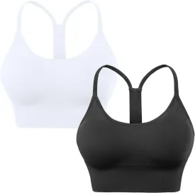 Evercute Racerback Sports Bras Padded Y Racer Back Cropped Bras for Yoga Workout Fitness Low Impact