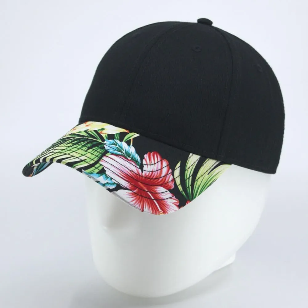 Floral Hawaiian Cotton Twill Adjustable Snapback Baseball Caps