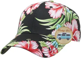 Floral Hawaiian Cotton Twill Adjustable Snapback Baseball Caps