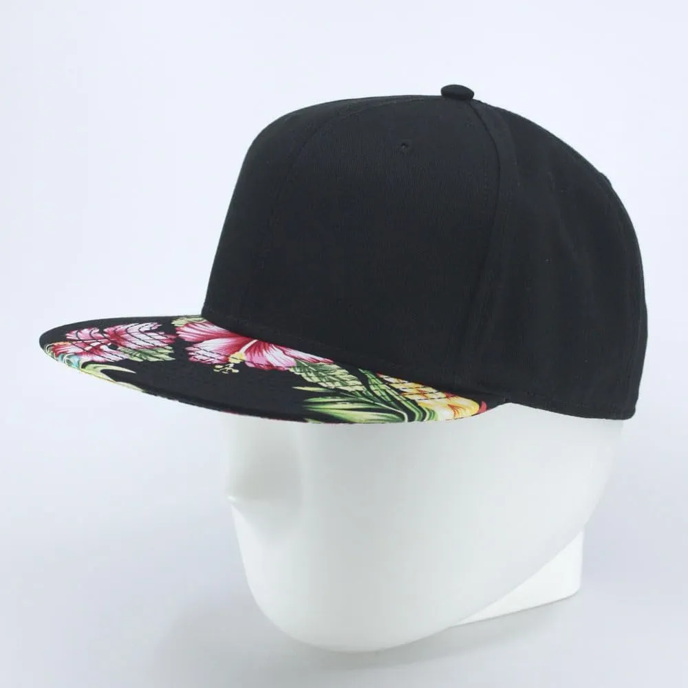 Floral Hawaiian Cotton Twill Adjustable Snapback Baseball Caps