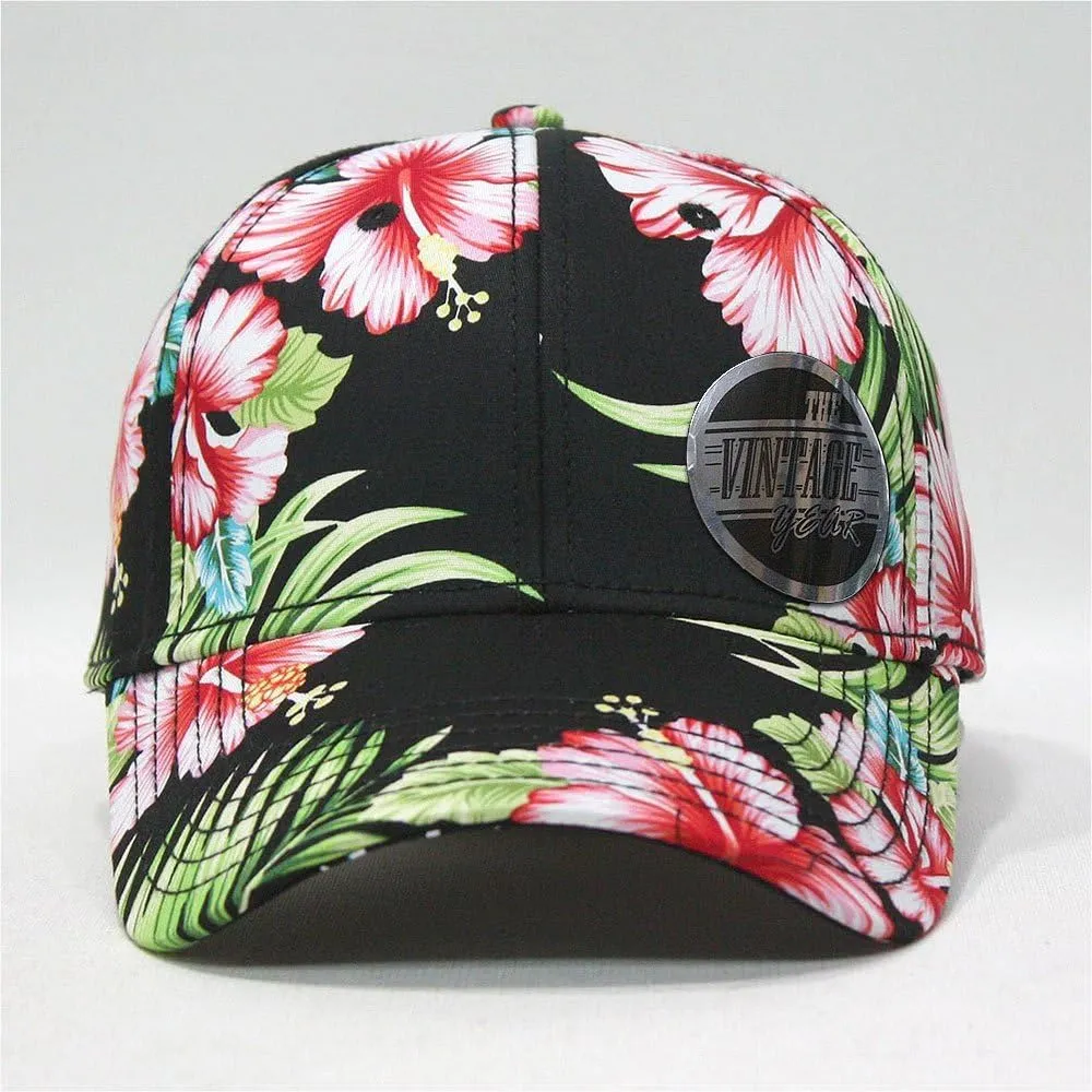 Floral Hawaiian Cotton Twill Adjustable Snapback Baseball Caps