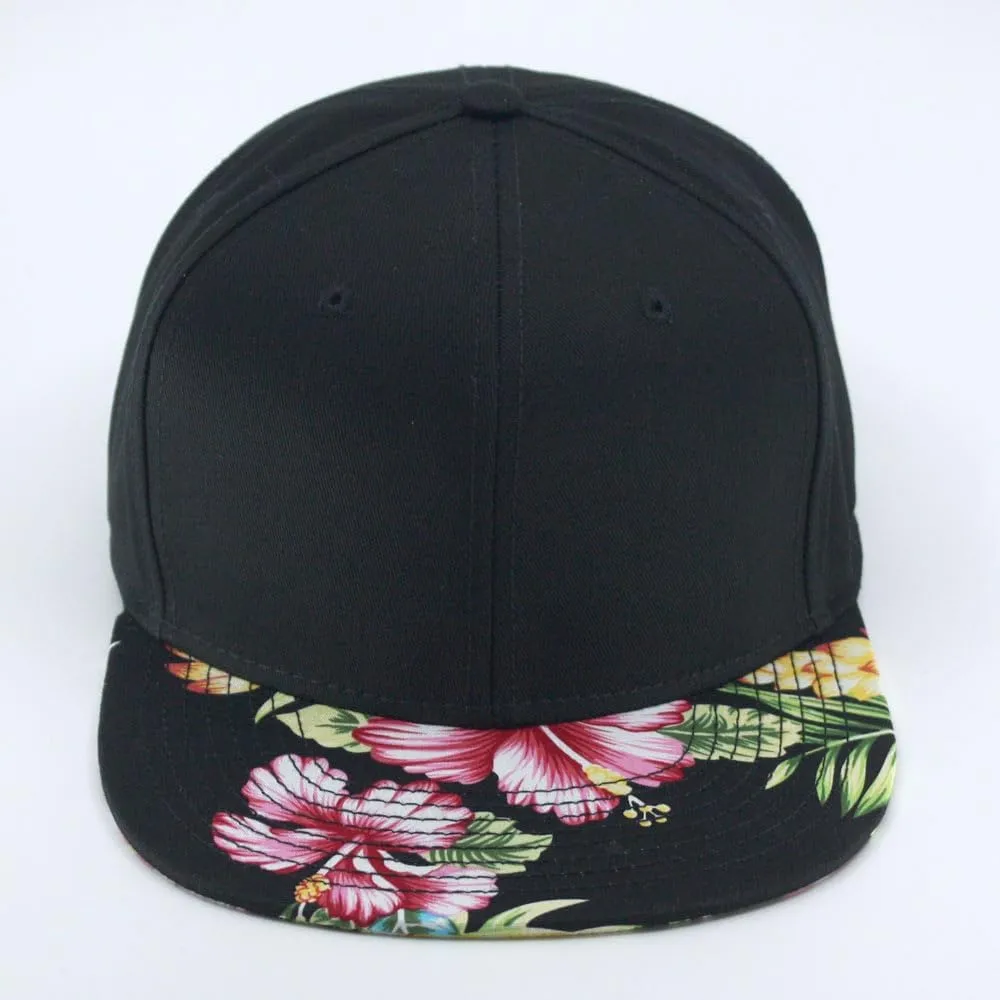 Floral Hawaiian Cotton Twill Adjustable Snapback Baseball Caps
