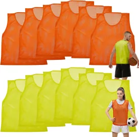 Geyoga 12 Pcs Soccer Pinnies Youth Scrimmage Vests Basketball Practice Jersey Soccer Training Equipment for Sports