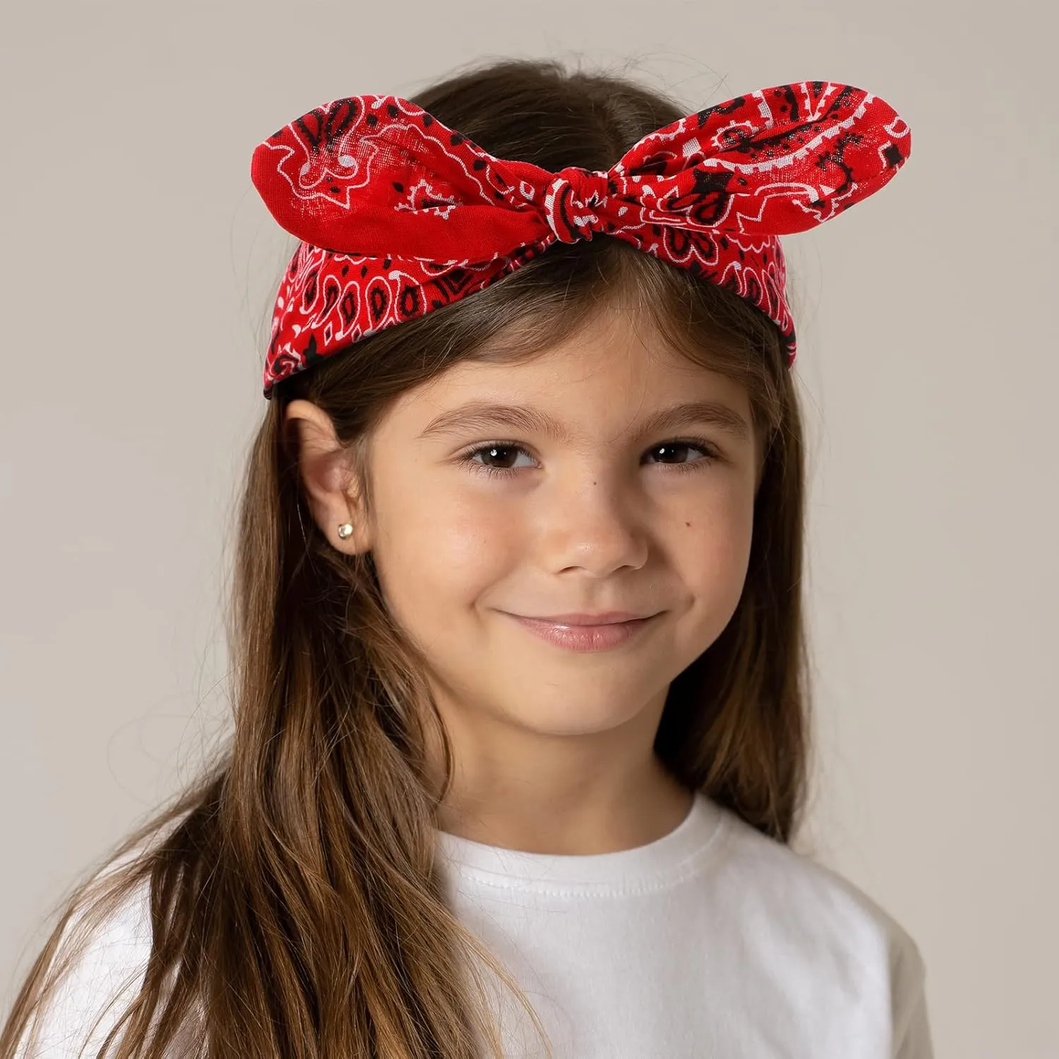 Hicarer 2 Pieces Bandana Headband for Women, Knot Retro Print Bandana Paisley Print Headband Adjustable Headwrap(Red)
