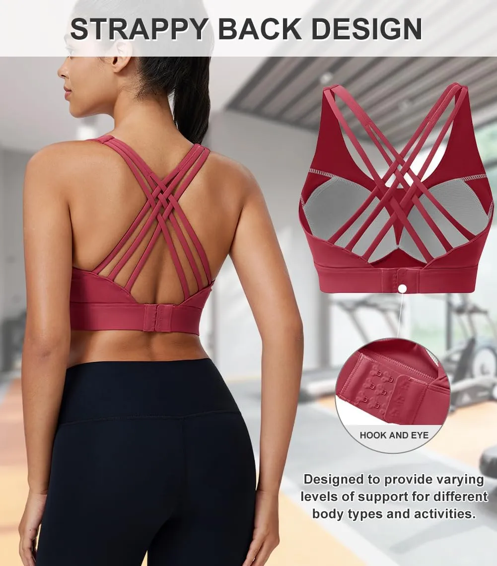 High Impact Sports Bra for Women High Support Molded Cups Strappy Womens Sports Bra for Workout,Training and Running