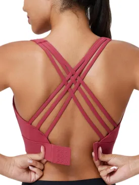 High Impact Sports Bra for Women High Support Molded Cups Strappy Womens Sports Bra for Workout,Training and Running