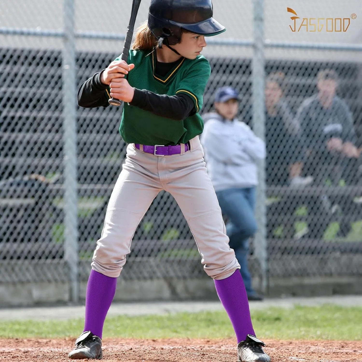JASGOOD 2 Pack Baseball Belt and Socks Combo Set Adjustable Softball Belt and Socks Elastic Waist Belt for Youth and Adult