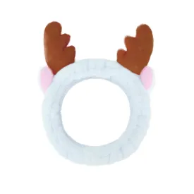Jowmoy Cute blue antlers Headband Frog Eye Elastic to Wash Face for Women Makeup Shower Spa.