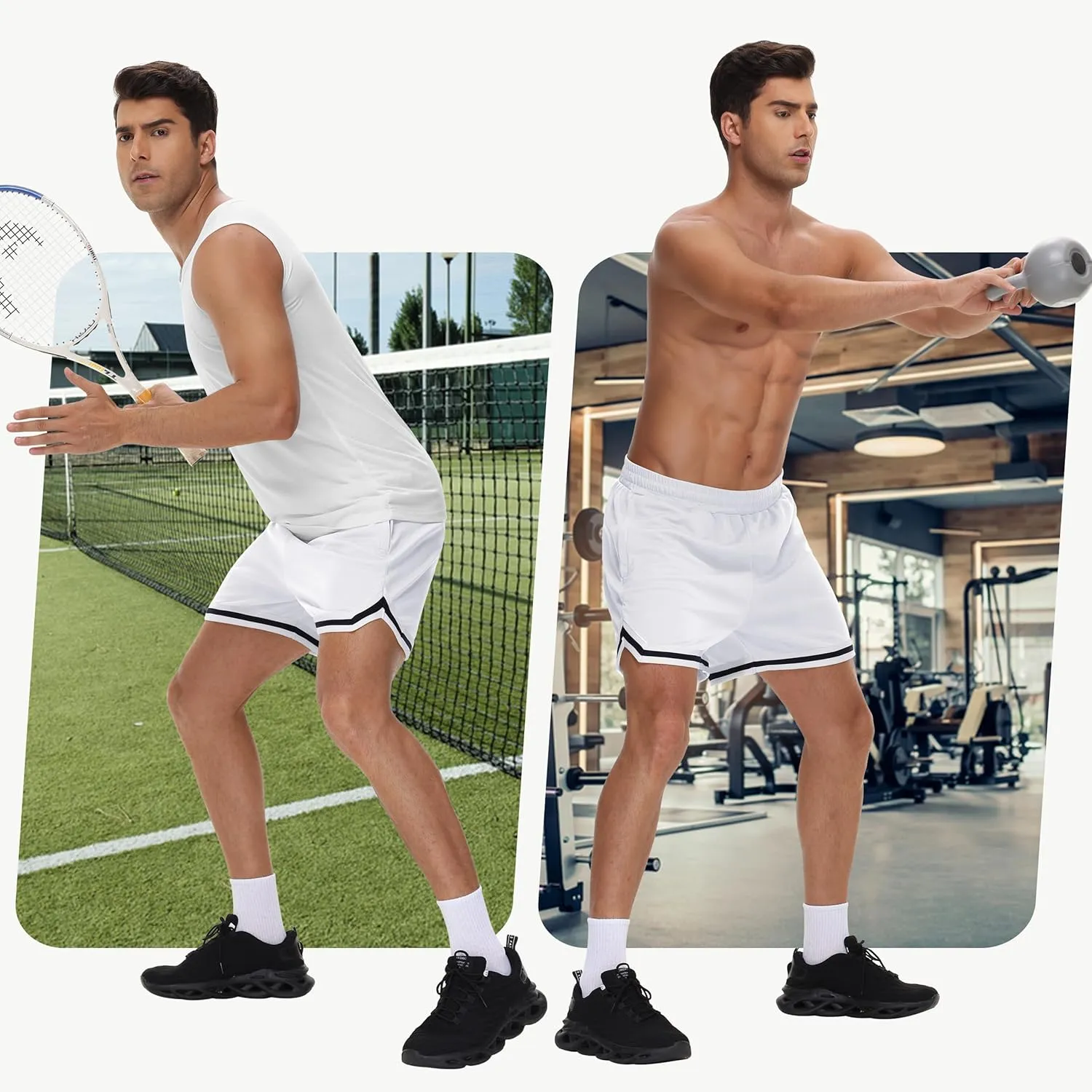 JWM Mens Long Basketball Shorts with Zip Pockets - 11" Mesh Athletic Gym Workout Sport Shorts Quick Dry Lightweight
