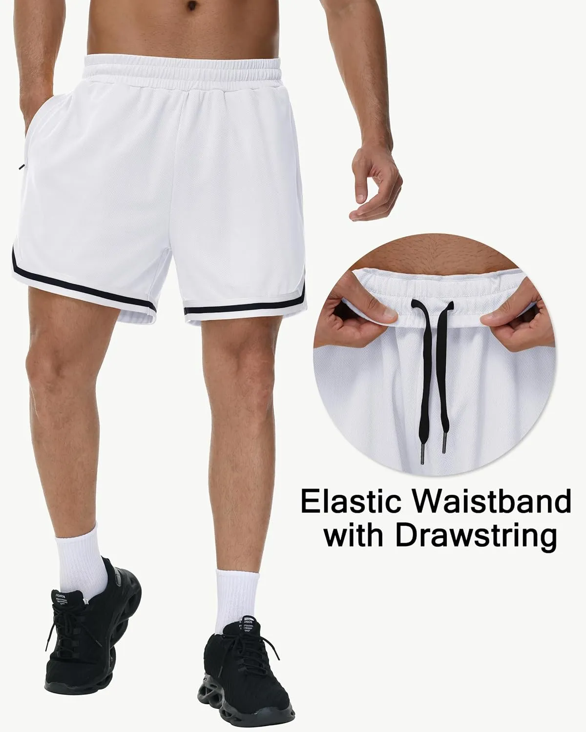 JWM Mens Long Basketball Shorts with Zip Pockets - 11" Mesh Athletic Gym Workout Sport Shorts Quick Dry Lightweight