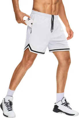 JWM Mens Long Basketball Shorts with Zip Pockets - 11" Mesh Athletic Gym Workout Sport Shorts Quick Dry Lightweight