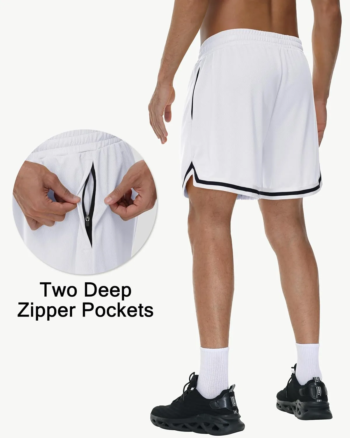 JWM Mens Long Basketball Shorts with Zip Pockets - 11" Mesh Athletic Gym Workout Sport Shorts Quick Dry Lightweight
