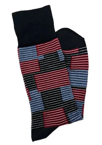 Fancy Blue and Red Socks by Knotz