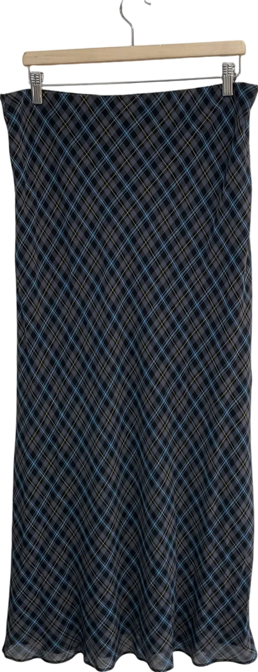 MANGO Grey Checked Long Skirt UK XL