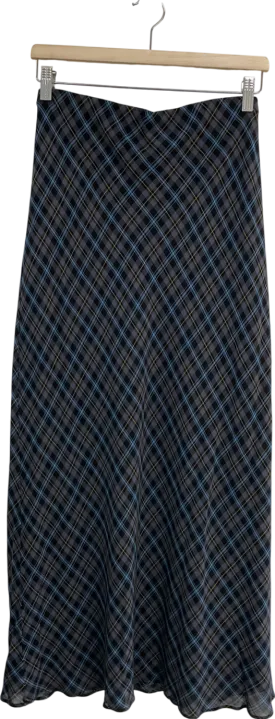 MANGO Grey Checked Long Skirt UK XL