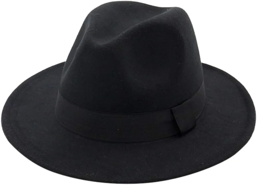Men & Women Vintage Wide Brim Fedora Hat with Belt Buckle Western Hats Women's Floppy Panama Rancher Hat