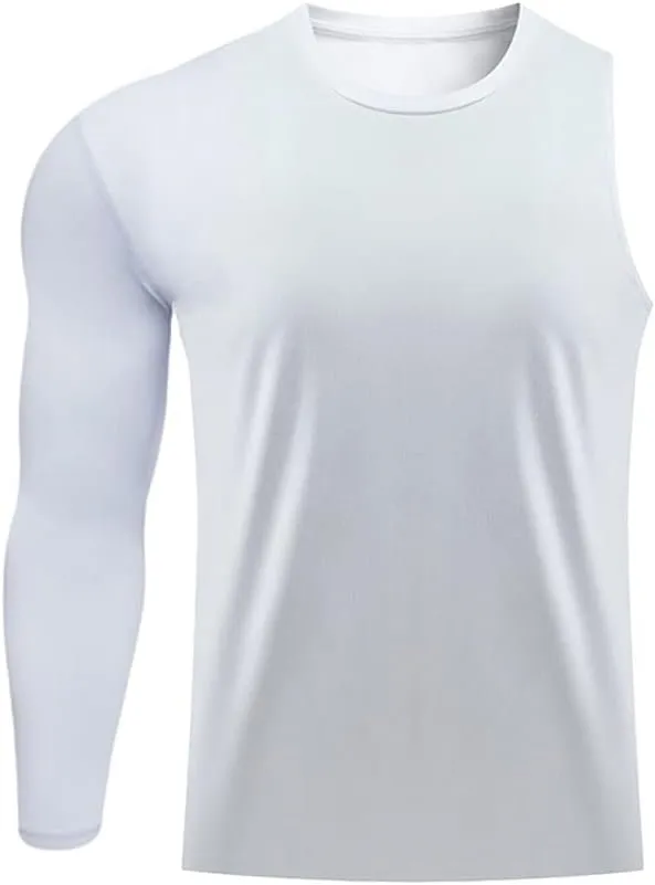 Men's Athletic Single Sleeve One Arm 1/2 Compression Shirt Sports Tight Base Layer Workout Underwear Active