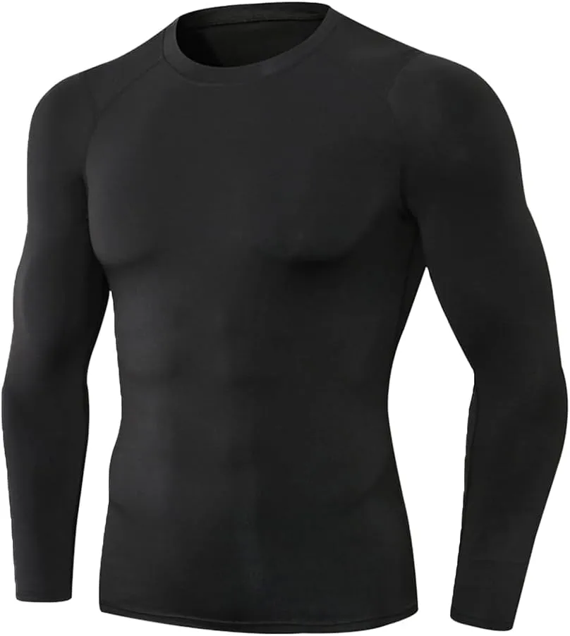 Men's Compression Shirts Long Sleeve Athletic Workout Gym Shirt Sports Baselayer Running Undershirts
