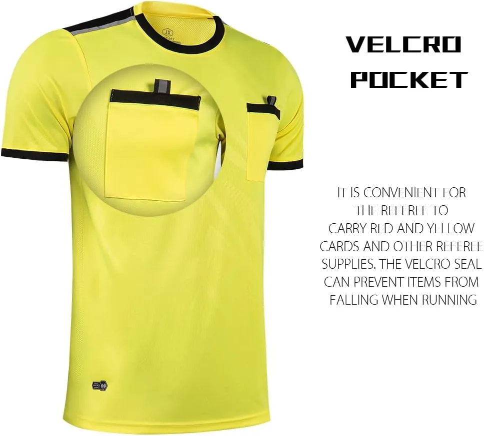Men's Soccer Referee Uniform Short Sleeve Pro Referee Soccer Jersey - Includes Referee Jersey and Shorts