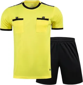 Men's Soccer Referee Uniform Short Sleeve Pro Referee Soccer Jersey - Includes Referee Jersey and Shorts
