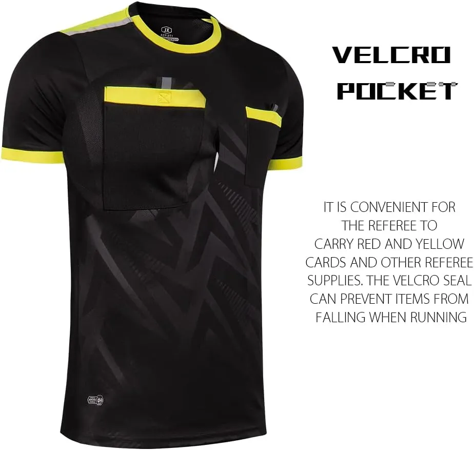 Men's Soccer Referee Uniform Short Sleeve Pro Referee Soccer Jersey - Includes Referee Jersey and Shorts
